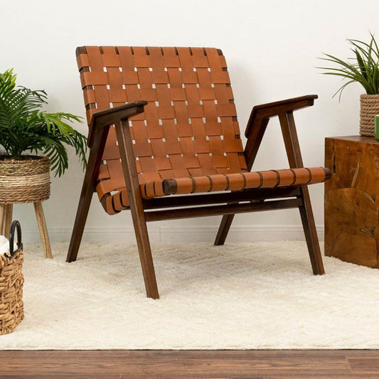 David Genuine Leather Teak Lounge Chair | Ashcroft Furniture | Houston TX | The Best Drop shipping Supplier in the USA