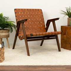 David Genuine Leather Teak Lounge Chair | Ashcroft Furniture | Houston TX | The Best Drop shipping Supplier in the USA